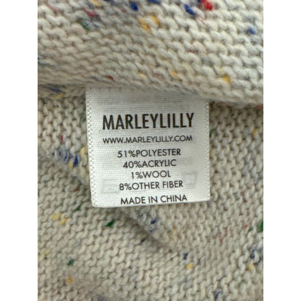 Marleylilly Confetti Knit Sweater‎ Womens L/XL Pink Trim Tie Back Tunic Cream - Picture 5 of 10